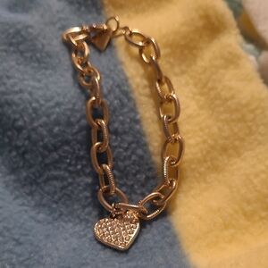Guess Gold Chain Bracelet with Heart Charm